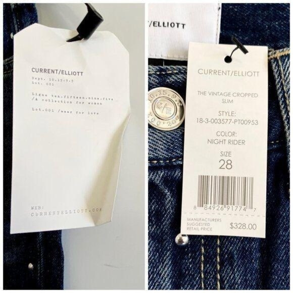 Current/Elliott The Vintage Studded Jeans Size 28 Blue Silver NWT - Picture 6 of 11